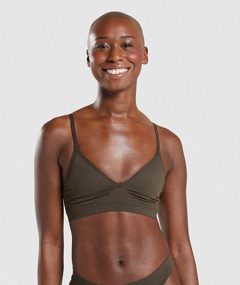 Bralette Damskie Gymshark Seamless Low Neck Brązowe | PL 3137WNB